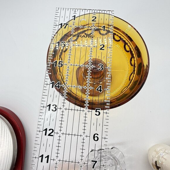 Vintage Amber Indiana Glass Thumbprint Carnival Crown Compote Candy Dish - Picture 6 of 10